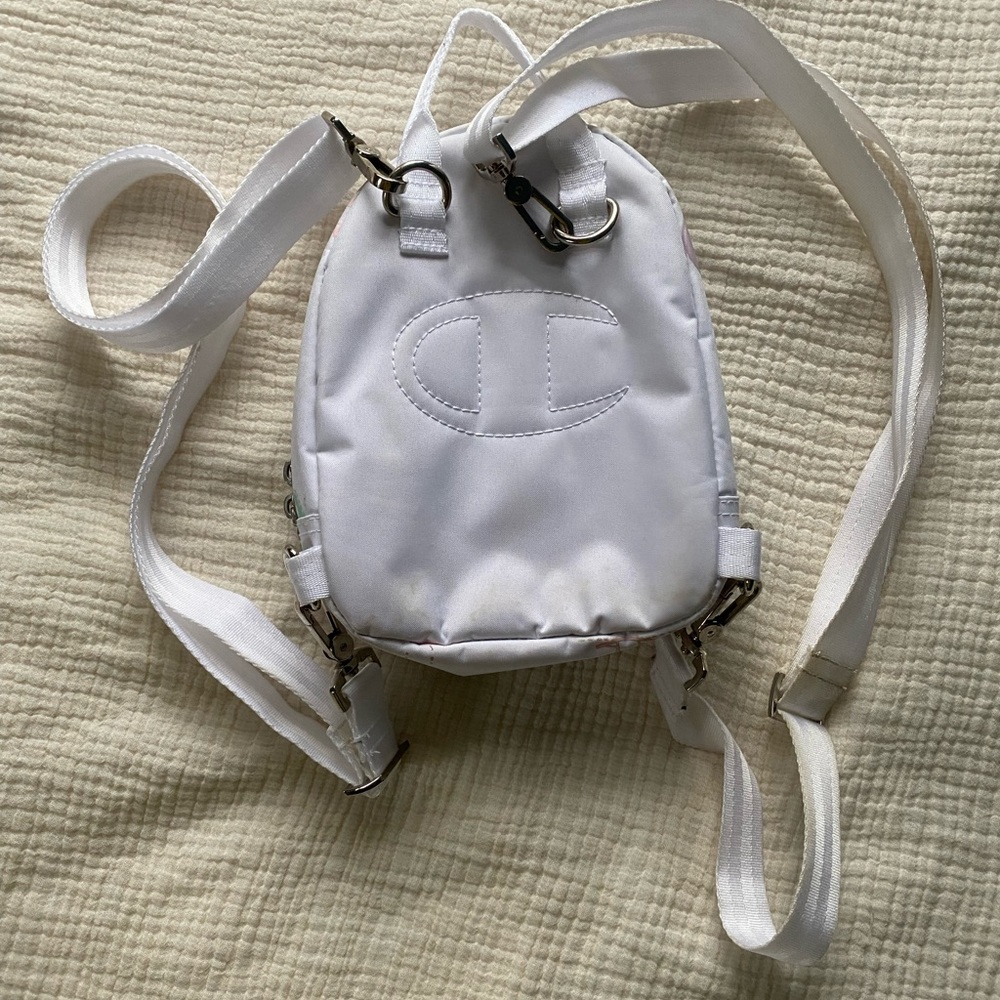 White Monogram Champion Mini Convertible Backpack/ Shoulder Bag - Picture 3 of 7